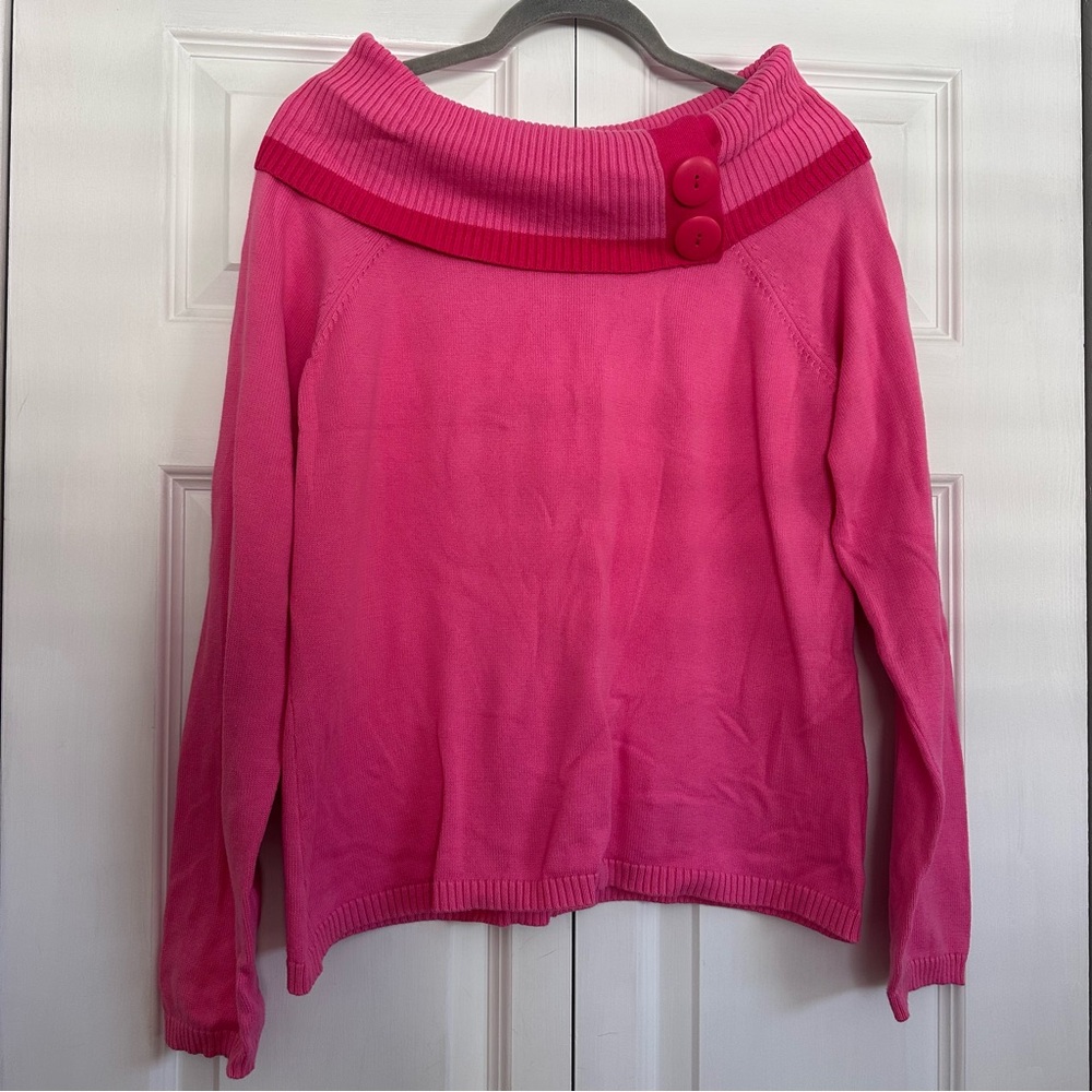Vintage Rafaella Pink Cowl Neck Sweater with button detailings